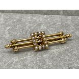 STUNNING 15CT GOLD AND PEARL BUCKLE BROOCH MARKED A & W MINT CONDITION 3.9G