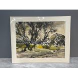 LEONARD LEN EVETTS 1909-1997 WATER COLOUR STUDY OF TREES 26CMS X 34CMS SIGNED BOTTOM RIGHT