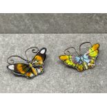 2 VINTAGE DAVID ANDERSEN STERLING SILVER BUTTERFLY BROOCHES BOTH 30MM IN EXCELLENT CONDITION