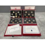 COINS ROYAL MINT DELUX PROOF SETS IN LEATHER CASES 1986 1987 1988 AND 1991 WITH COA