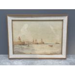NORMAN SEPTIMUS BOYCE 1895-1962 WATER COLOUR THE MOUTH OF THE TYNE 24CMS X 34CMS SIGNED BOTTOM