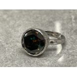 BLUE MOISSANITE RING IN STERLING SILVER SIZE T