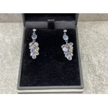 14CT WHITE GOLD PAIR OF AQUAMARINE DROP EARRINGS