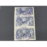 STAMPS GREAT BRITAIN 1934 10S INDIGO SG 452 USED VERTICAL STRIP OF THREE