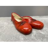 PAIR OF RED BALLET WALL HANGING SHOES BY BRENTLEIGH WARE