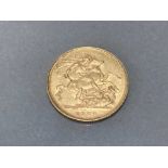 22CT GOLD 1900 FULL SOVEREIGN COIN