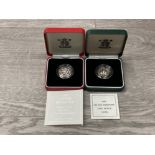 2 ROYAL MINT PIEDFORT SILVER PROOF COIN SETS INCLUDES 1999 £1 AND 1990 5P