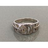 LADIES SILVER ORNATE RING SIZE M 3.3G