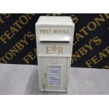 CAST METAL WHITE ROYAL MAIL POST BOX WITH TWO KEYS 57CM BY 22CM