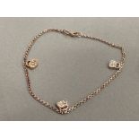 SILVER BRACELET WITH CUBIC ZIRCONIA HANDBAG CHARMS 4.5G