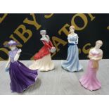 4 ROYAL WORCESTER LADY FIGURES INCLUDES SPECIAL DAY BRIDESMAID, CHARLOTTE LIMED EDITION OF 1200,