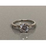 SILVER AND CZ 3 STONE RING SIZE P 2.4G GROSS