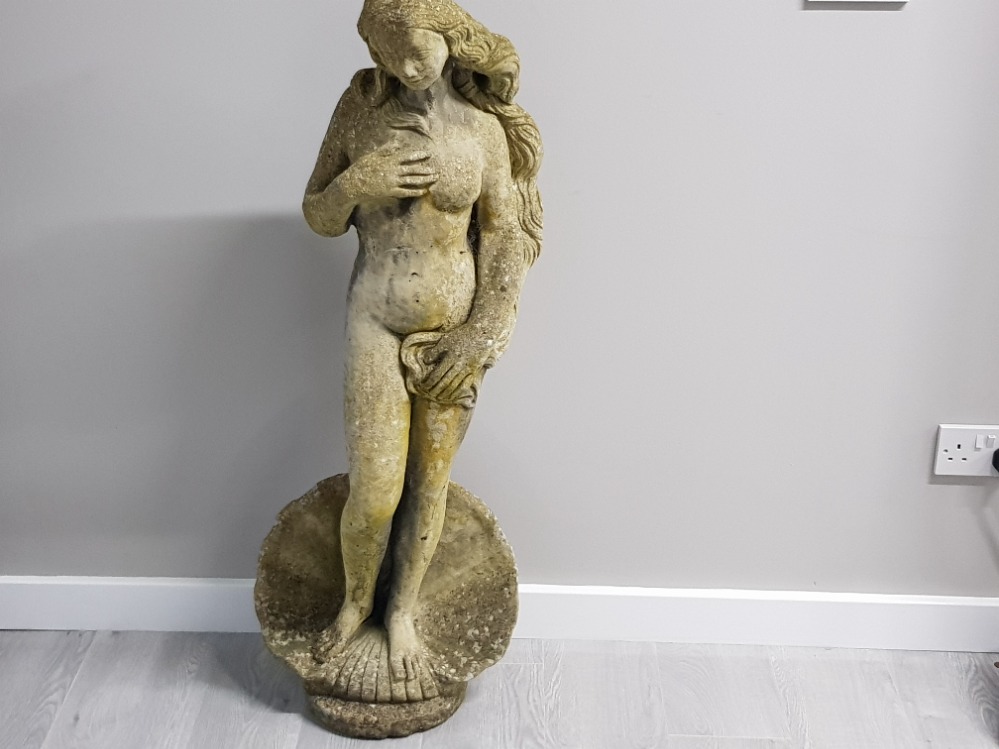 NUDE WOMAN FIGURINE STONE SCULPTURE ,LARGE GARDEN STATUE STANDING AT 115CM