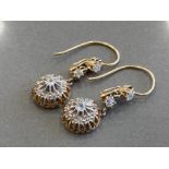 15CT YELLOW GOLD DIAMOND DROP CLUSTER EARRINGS FEATURING A CLUSTER OF DIAMONDS SET AT THE BOTTOM