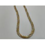GOLD PLATED SILVER HERRING BONE NECK CHAIN WITH TRIGGER CATCH 17.4G