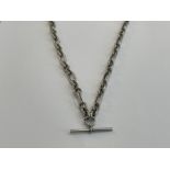 SILVER OVAL LINK NECK CHAIN WITH T BAR AND SWIVEL CATCH 48.7G