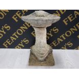 WONDERFUL STONE SHELL LARGE BIRD BATH WITH FISH BASE 56 CM HIGH