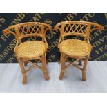 A PAIR OF BAMBOO FRAMED CONSERVATORY OR PATIO CHAIRS