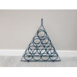 VINTAGE TRIANGULAR SHAPED 10 BOTTLE WINE RACK