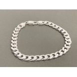SILVER GENTS CURB BRACELET COMPLETE WITH TRIGGER CATCH 24.7G