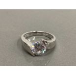 SILVER AND CZ SOLITAIRE RING SIZE Q 4.7G GROSS