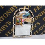 ORNATE METALLIC BEVELLED EDGE DORM SHAPED MIRROR 67 X 44 CM