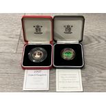 2 ROYAL MINT UK SILVER PROOF PIEDFORT COIN SETS INCLUDES 1997 50P AND 1999 £2