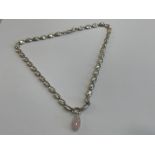 SILVER ORNATE OVAL LINK CHAIN COMPLETE WITH TRIGGER CATCH 32.4G