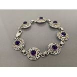 LADIES SILVER PURPLE STONE CIRCLE BRACELET SUPPORTING A CELTIC DESIGN 15G