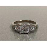 SILVER AND CZ 5 STONE RING SIZE P 3.6G GROSS