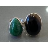 925 STERLING SILVER RINGS EMERALD BLACK ONYX WITH LARGE SIZED GEMSTONES