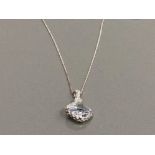 SILVER AND CZ PENDANT WITH SILVER NECKLET 9.4G GROSS