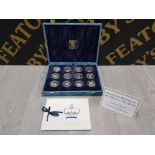 UK ROYAL MINT 1996 SILVER PROOF 12 CROWNS SET 70TH QUEEN ELIZABETH II BIRTHDAY HOUSED IN ORIGINAL