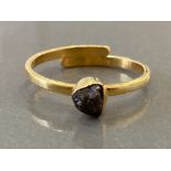 SILVER GOLD PLATED RING WITH UNCUT DIAMOND OF 1CT SIZE P