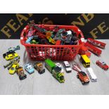 BOX OF DIECAST VEHICLES INCLUDES CORGI, RINGTONS TEA, AND HOTWHEELS ETC