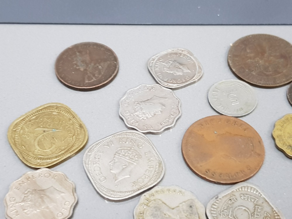 SMALL TRAY OF VARIOUS INDIAN COINS INCLUDING A COUPLE CEYLON, HONGKONG, SINGAPORE PLUS WALLET INDIAN - Image 6 of 8