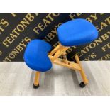 WOOD FRAMED KNEELING CHAIR IN BLUE