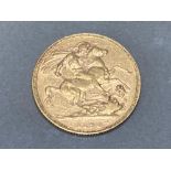 22CT GOLD 1890 FULL SOVEREIGN COIN