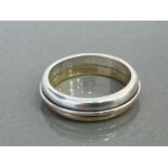LADIES SILVER PLAIN BAND WITH GOLD PLATED BAND SET ON BOTTOM P1/2 6.3G