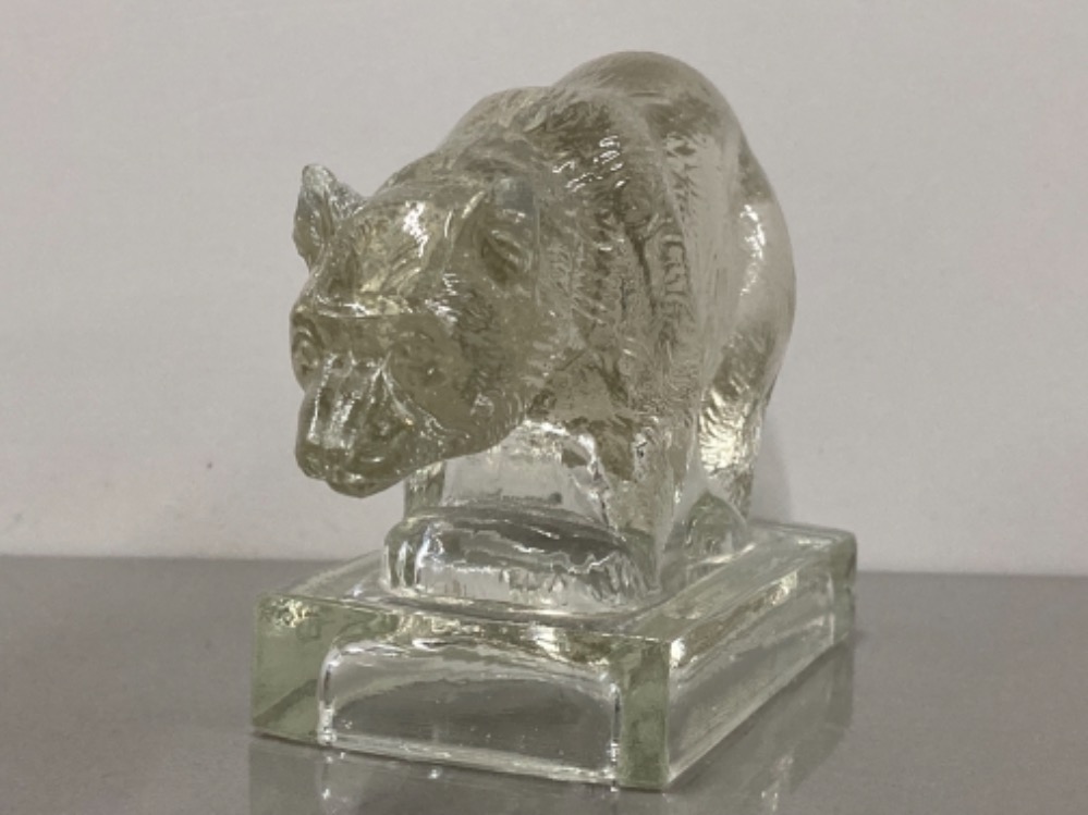 JOBLING ART DECO CLEAR TINTED PRESSED GLASS BEAR RD799634 1930S ETIENNE FRANCKHAUSER LALIQUE - Image 2 of 4