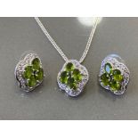 SILVER AND PERIDOT NECKLACE SET WITH EARRINGS