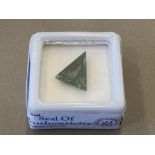 3.40CT TRILLION CUT GREENISH BLUE MOISSANITE WITH GEMSTONE AUTHENTICATION REPOT STILL SEALED