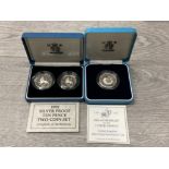 ROYAL MINT SILVER PROOF 2 PIECE 10 PENCE COIN SET TOGETHER WITH ROYAL MINT 1995 SILVER PROOF 50TH