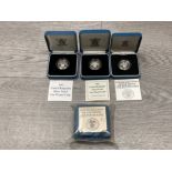 FOUR ROYAL MINT SILVER PROOF £1 COIN SETS INCLUDES A 1984 1985 1991 AND 1992