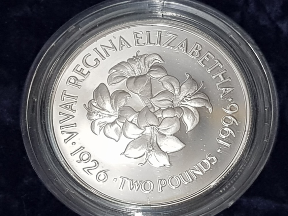 UK ROYAL MINT 1996 SILVER PROOF 12 CROWNS SET 70TH QUEEN ELIZABETH II BIRTHDAY HOUSED IN ORIGINAL - Image 5 of 6