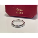 CARTIER LADIES PLATINUM WEDDING BAND WITH BOX SIZE Q1/2