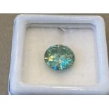 2.80CT GREENISH BLUE MOISSANITE CERTIFIED STONE WITH SEAL OF AUTHENTICITY AND CARD OF AUTHENTICITY