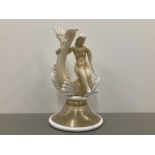 ERCOLE BAROVIER (ATTRIB) RARE FIGURAL SCULPTURE OF NUDE GIRL AND FISH FOR VETRERIA ARTISTICA