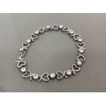 LADIES SILVER ORNATE BRACELET IN HEART SHAPES SET WITH CZ