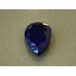 21.8CT TEARDROP SHAPED NATURAL BLUE SAPPHIRE STONE WITH GEMSTONE AUTHENTICATION REPORT